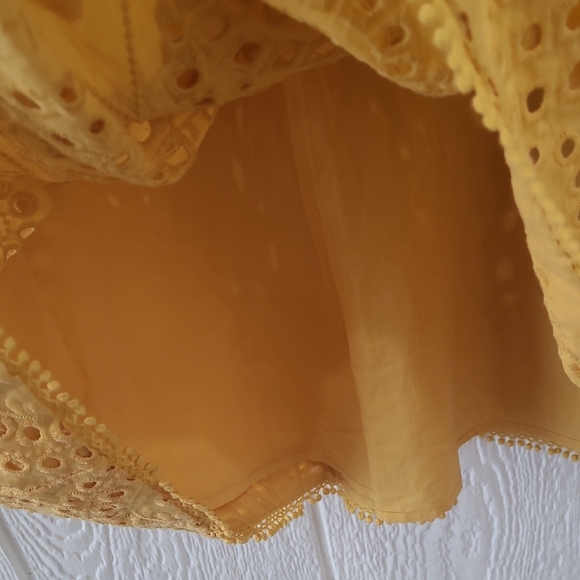 Chico's Mustard Eyelet Midi Dress Size 12 - Picture 6 of 11